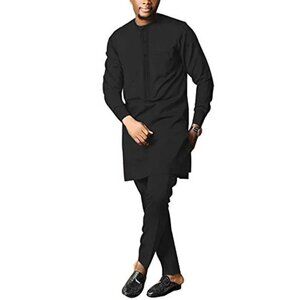 African Formal Dashiki Shirt & Pant Three Piece Suit Traditional Long Sleeve NWT